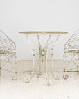 Victorian Style White Wirework Pair of Chairs and Cafe Table, France 1960