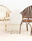 Francois Carre Style Fan-back Metal Garden Chairs, France Mid 20th C.