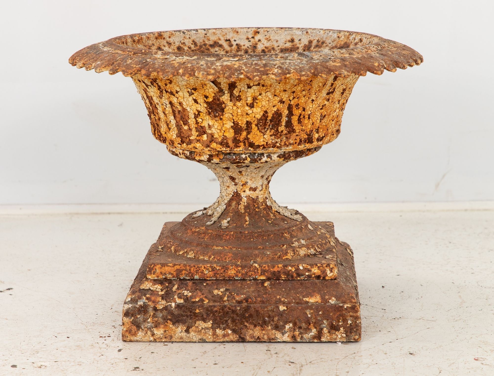 Antique Cast Iron Urn English Classically Styled Planter, Victorian 19th Century