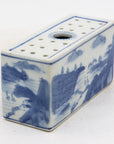 Chinoiserie Blue and White Flower Brick, England Early 20th C.