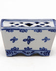 Dutch Delft Style Blue & White Ceramic Flower Brick, France Early 20th C.