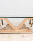Tessellated Travertine Cocktail Table, France 1970s
