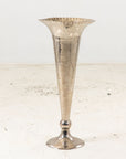 Silver Plate Footed Vase with Scalloped Lip, 2010s India