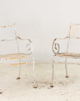 Pair White Painted Metal Garden Chairs, American mid 20th Century