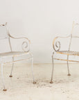 Pair White Painted Metal Garden Chairs, American mid 20th Century