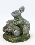 Reconstituted Stone Rabbit and Bunnies Family Garden Ornament, French 20th Century