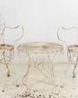 Victorian Style White Wirework Pair of Chairs and Cafe Table, France 1960