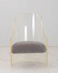Lucite and Velvet Barrel Back Chair