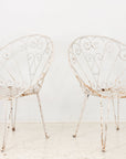 Pair of White Round Garden or Bistro Chairs, 1970s