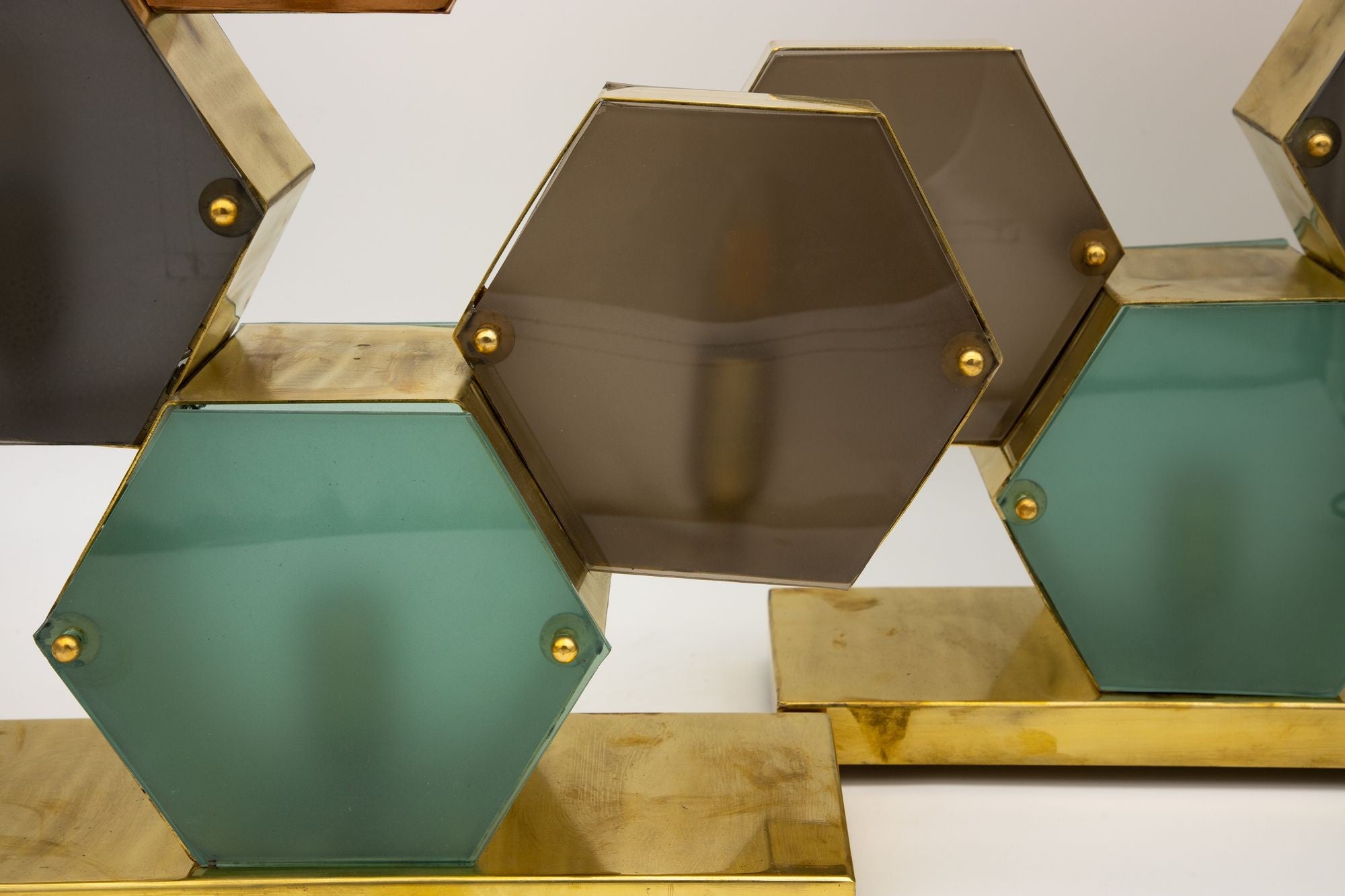 Pair Murano Geometric Multicolor Lamps