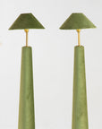 Pair of Moss Green Velvet Floor Lamps, French Late 20th C.