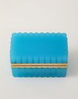 French Opaline Turquoise Scalloped Box, 1890s