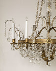 Eight Armed Crystal and Brass Chandelier, Early 20th C.