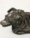 Reconstituted Black Stone Dog Garden Ornament, England 20th Century