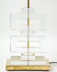 Pair Modern Murano Clear Glass Lamps