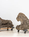 Circa 1920 English Pair of Large Recumbent Concrete Lions