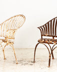 Francois Carre Style Fan-back Metal Garden Chairs, France Mid 20th C.