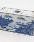 Chinoiserie Blue and White Flower Brick, England Early 20th C.