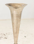 Silver Plate Footed Vase with Scalloped Lip, 2010s India