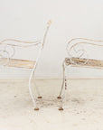 Pair White Painted Metal Garden Chairs, American mid 20th Century