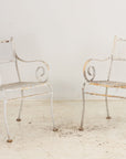 Pair White Painted Metal Garden Chairs, American mid 20th Century