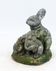Reconstituted Stone Rabbit and Bunnies Family Garden Ornament, French 20th Century