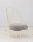Lucite and Velvet Barrel Back Chair