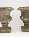 Pair French Stone Neoclassical Urns, 20th century