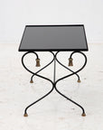 Iron and Black Glass Cocktail Table, 20th Century