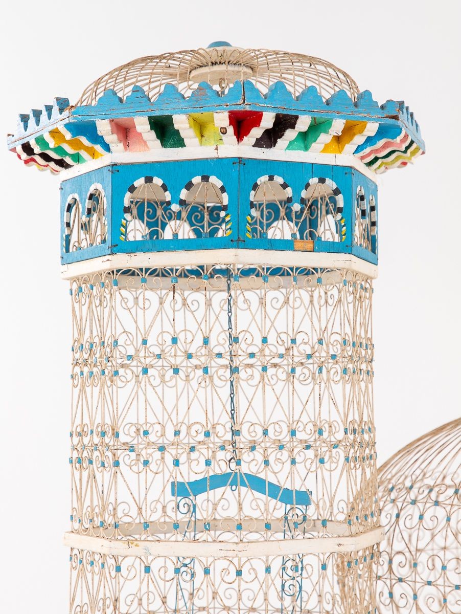 Polychrome Wire Birdcage, French 20th-Century