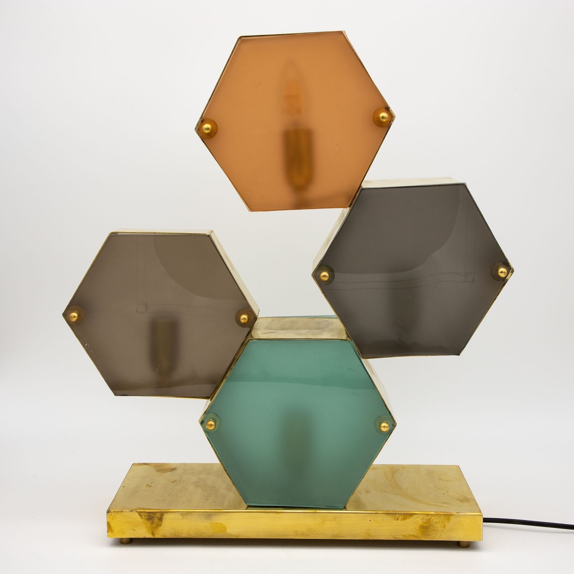 Pair Murano Geometric Multicolor Lamps