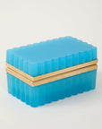 French Opaline Turquoise Scalloped Box, 1890s