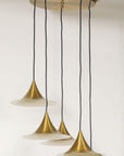 Midcentury Modern Italian Brass Flushmount Light with Five Pendant Drops