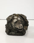 Reconstituted Black Stone Dog Garden Ornament, England 20th Century