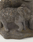 Stone Elephant Mother and Baby Fountain Garden Ornament, French Mid 20th C.