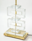 Pair Modern Murano Clear Glass Lamps