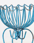 Pair of Blue Painted Iron Pedestal and Basket Planters, 1960s France