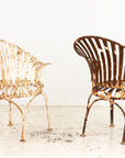 Francois Carre Style Fan-back Metal Garden Chairs, France Mid 20th C.