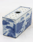 Chinoiserie Blue and White Flower Brick, England Early 20th C.