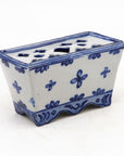 Dutch Delft Style Blue & White Ceramic Flower Brick, France Early 20th C.