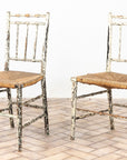 Pair Antique Rush Seat Dining Chairs, England 1920s