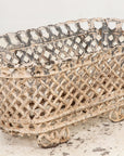 White Painted Cast Iron Latticework Basket, French early 20th C.