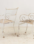 Pair White Painted Metal Garden Chairs, American mid 20th Century