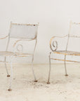 Pair White Painted Metal Garden Chairs, American mid 20th Century
