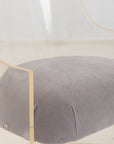 Lucite and Velvet Barrel Back Chair