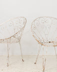 Pair of White Round Garden or Bistro Chairs, 1970s