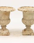 Pair of White Cast Iron Urns, French early 20th Century