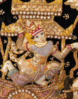 Embroidered Indian Screen Board Art with Beaded Detail