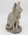 Vintage Composite Stone Cat Garden Statue, French 1970s