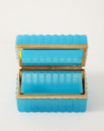 French Opaline Turquoise Scalloped Box, 1890s